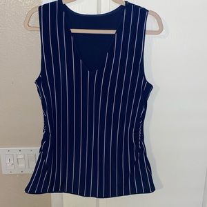 WHBM Reversible top. Size Large. Solid Navy then Navy with White Pinstripes.